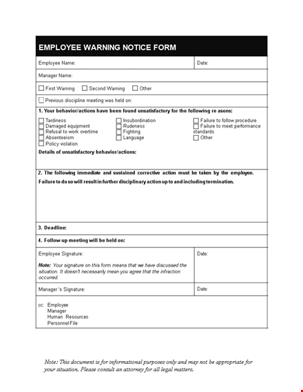employee warning notice - avoid employee failure with manager warning template