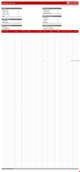 wedding guest list template template