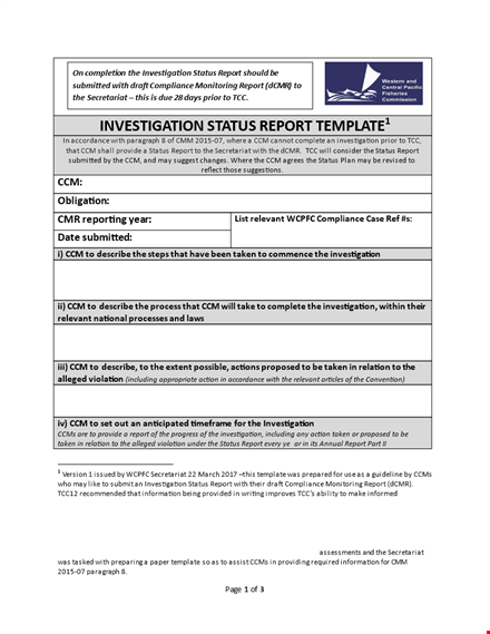 investigation status template