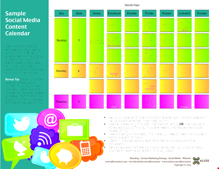 social media content calendar template - plan and organize client content template