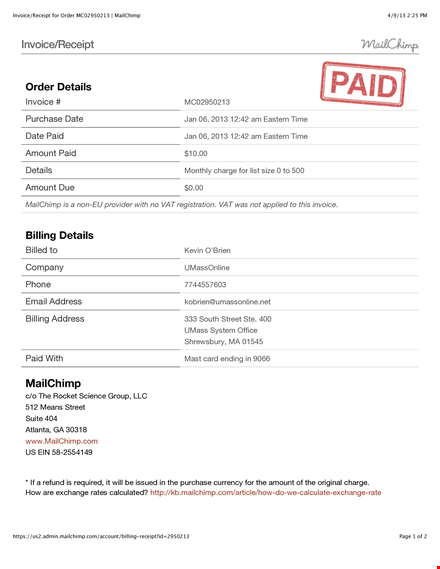 order invoice - generate professional invoices and receipts for efficient billing | mailchimp template