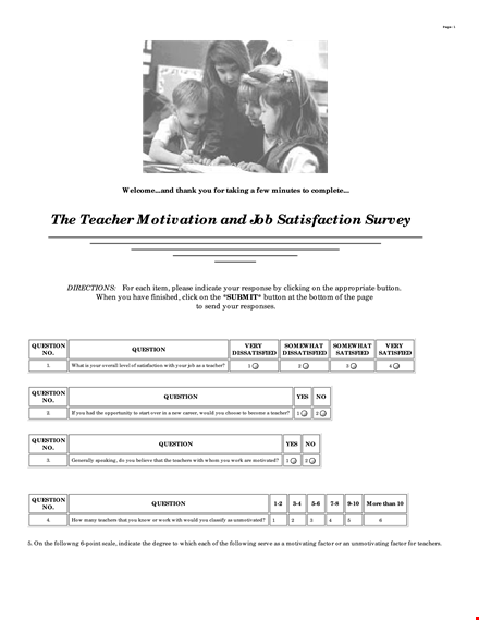 school teacher satisfaction survey: evaluating teacher-student experience and years of service template