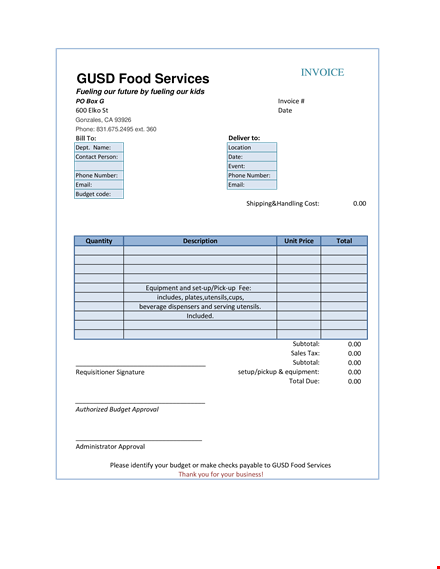 official catering template