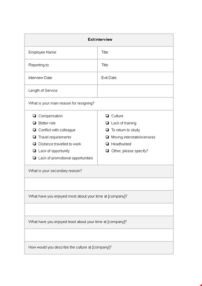 effective exit interview template for your company - streamline your interview process template