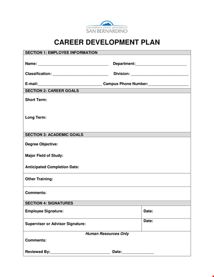 employee career development plan: set clear goals and grow your employees' careers template