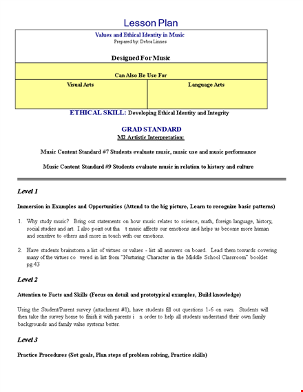 music class lesson plan template