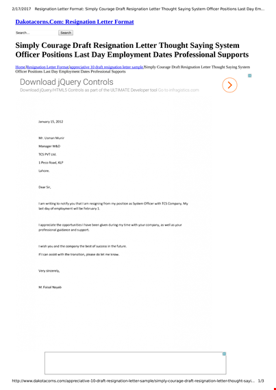 last day resignation letter template template