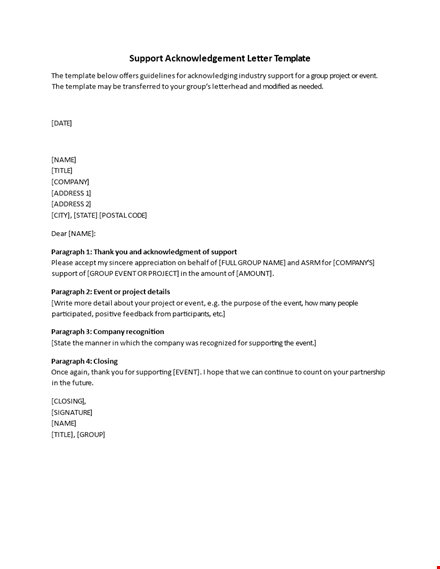 company acknowledgement letter template in pdf template