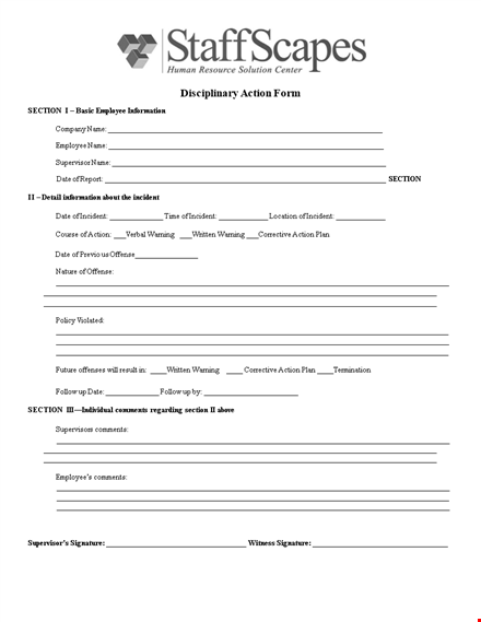 employee write up form | take action on workplace incidents now - section included template