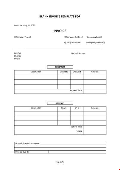 blank invoice template template