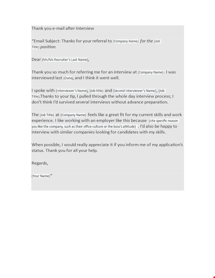 thank you email after interview template - company interview title | thank template