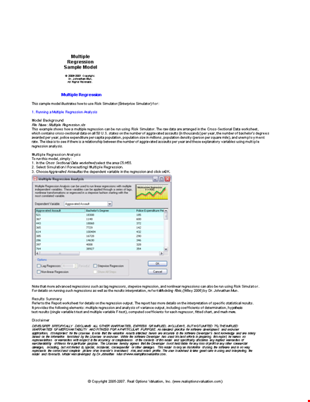 multiple regression analysis excel template