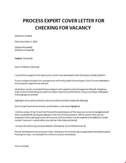process operations cover letter template
