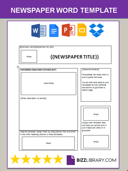 newspaper word template template