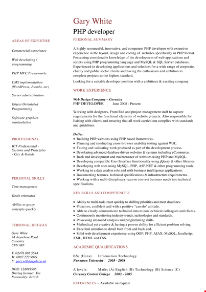 php resume template