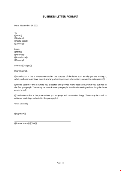 format business letter template
