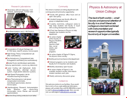 physics research pamphlet template for university faculty template