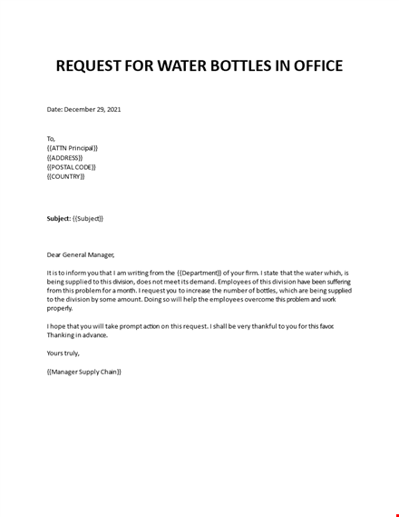 water increase request letter template