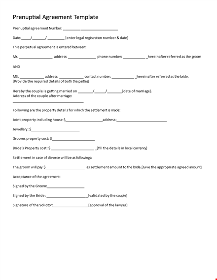 create a secure prenup agreement for your wedding template