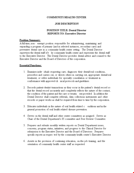 dental director job description template