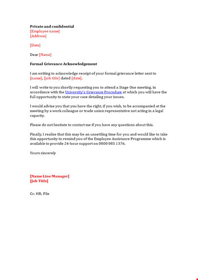 formal grievance letter for employee | easy-to-use grievance form template