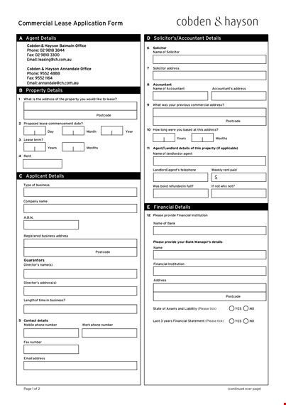 commercial building lease application form template