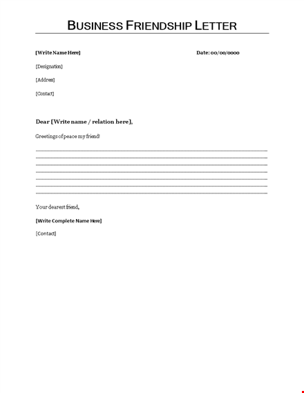 sample business letter to a friend for a formal communication template