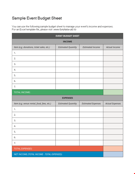 sample event budget sheet template template
