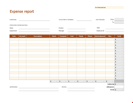 free expense report template for office employees - manage expenses efficiently template
