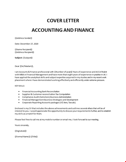 accounting cover letter template