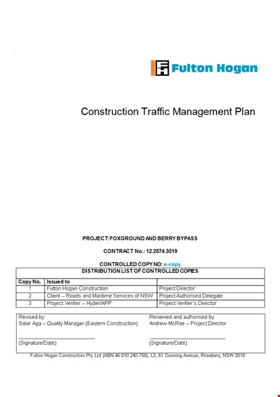 construction traffic management plan template