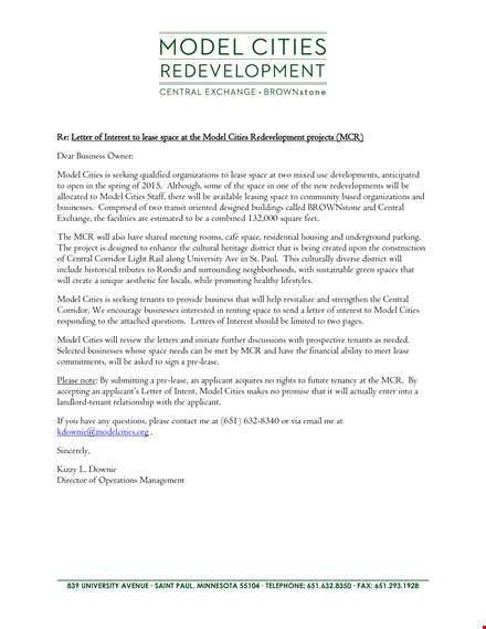 letter of interest for business: exploring lease opportunities in model cities & space template