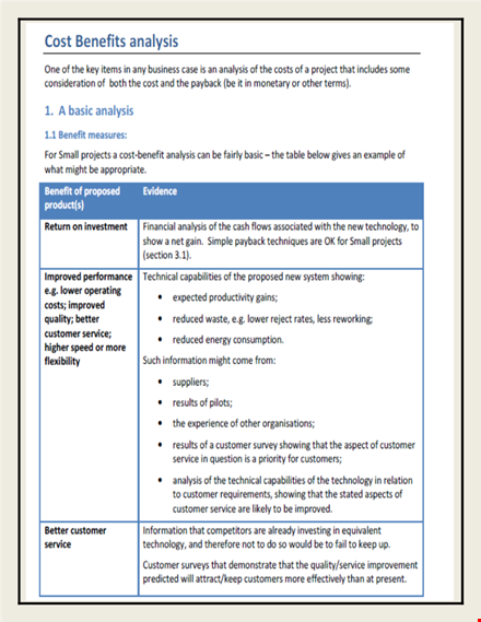 cost benefit analysis template - maximize roi with armitage solutions template