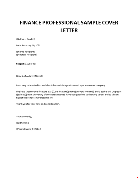 finance officer cover letter template template