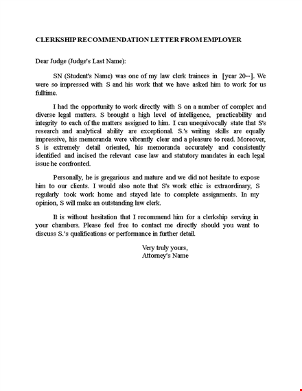 manager recommendation letter template: judge & clerkship template