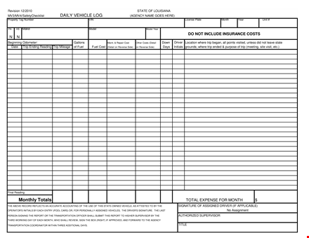 daily vehicle maintenance log template