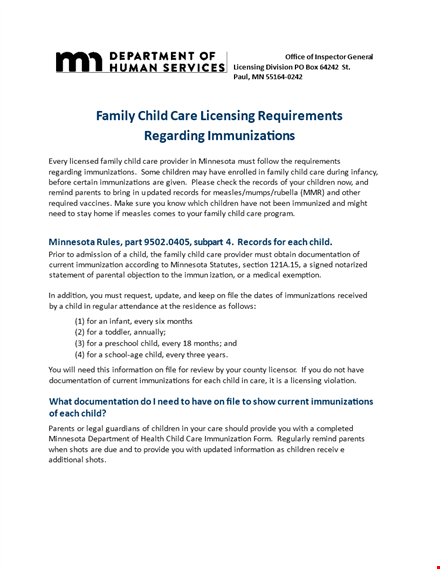 child care immunizations template template