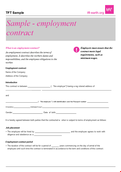 employee employment contract: essential terms & conditions for working hours template