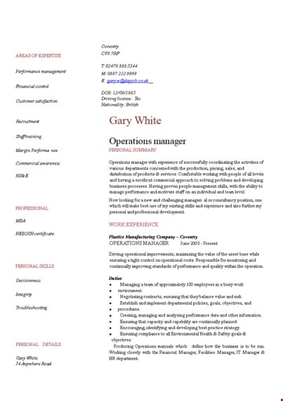 operations manager template
