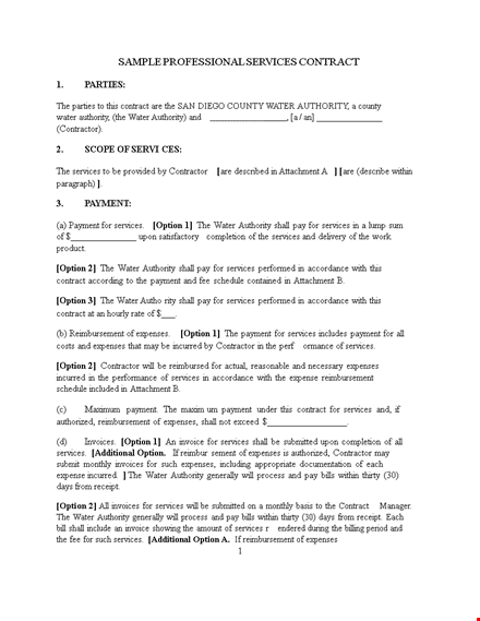 service agreement template | contractor authority for water contracts template