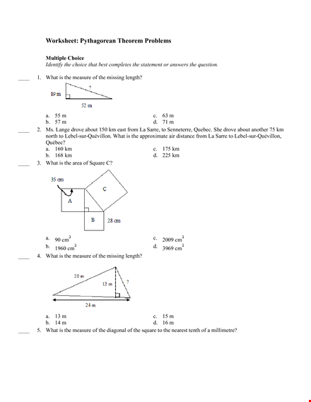pythagorean theorem questionnaire template