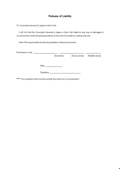 free release of liability form template - protect yourself with ease template