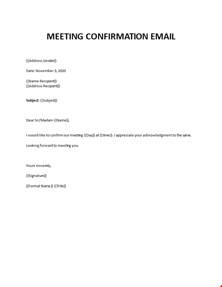 meeting confirmation email template