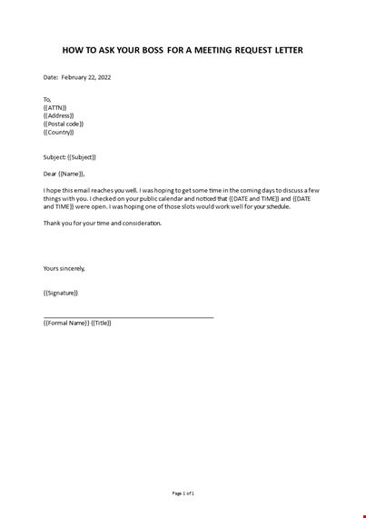 boss meeting request letter template