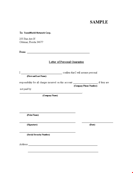 personal guarantee letter template: craft a strong letter for company and personal use template
