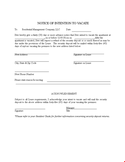 notice of intention to vacate template