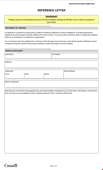 free letter of reference sample for applicant's senate reference template
