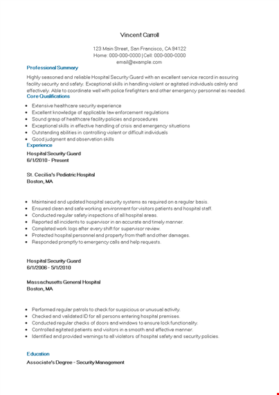 hospital resume template