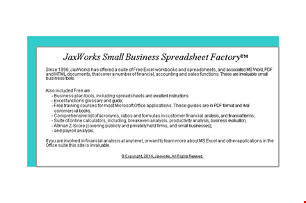 financial analysis: income statement template for small business | jaxworks template