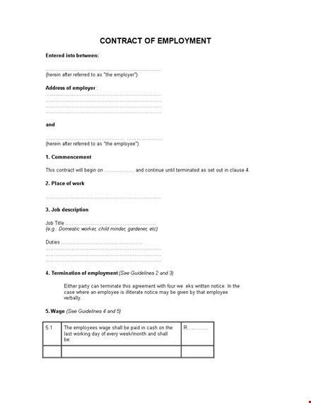 sample employment contract template